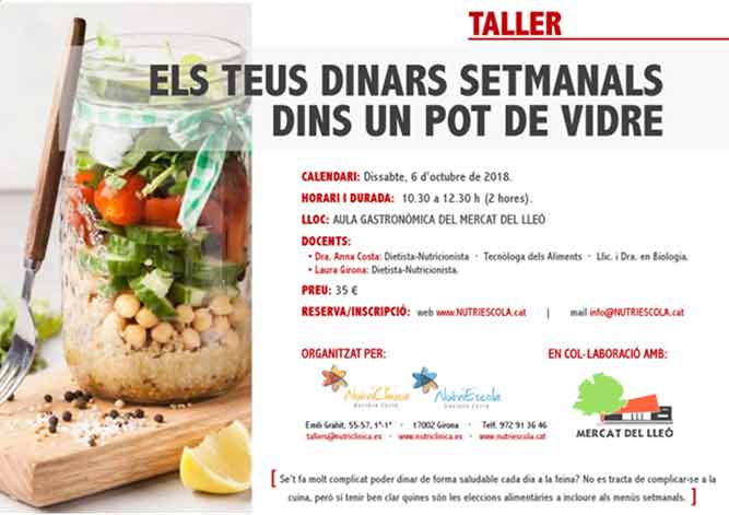 Taller Els teus dinars setmanals dins d'un pot de vidre"