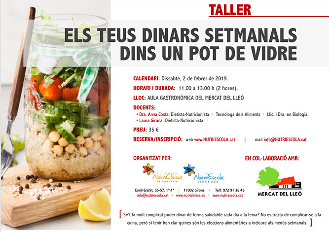 Taller Els teus dinars setmanals dins d'un pot de vidre"